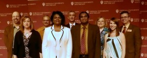 Front (L-R): Jennifer Hershfield, administrative secretary senior in the Office of Administrative Affairs-Distinguished Service Award (Clerical Staff), June Higgins, director of the Center for Mentoring-Chancellor’s Diversity Award, Sridhar Ramachandran, associate professor of informatics in the School of Natural Sciences-Research & Creativity Award (Junior Faculty), Ashley McKay, director of student accounting services-Distinguished Service Award (Professional/Technical Staff) Back (L-R): David Taylor, program coordinator of biology, professor of biology and curator of the herbarium-Research & Creativity Award (Senior Faculty), Richard Bozynski, HVAC maintenance mechanic in the Physical Plant-Distinguished Service Award (Service/Maintenance Staff), Michael Day, IU Southeast personal counselor, adjunct professor of psychology and School of Social Sciences-Distinguished Teaching Award (Part-time), Elaine Haub, dean of the School of Natural Sciences and professor of chemistry-Distinguished Teaching Award (Full Time) and Uric Dufrene, executive vice chancellor for Academic Affairs. 