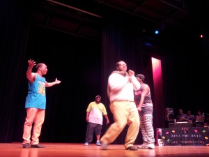 The Bel-Air Gents group from the Phi Beta Sigma fraternity dance to "The Fresh Prince of Bel-Air" at the 90's themed Campus Boogie. The group took first place at the competition and won $300. 