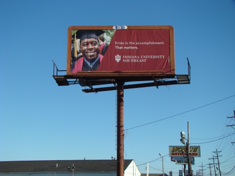 An advertisement for IU Southeast on display at Oxmoor Mall in Louisville. Jenny Johnson-Wolf, director of university communications, said the marketing has targeted both the Kentucky and Indiana sides of the Ohio River.