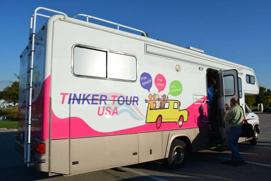 The+Tinker+Tour+USA+made+a+stop+at+IU+Southeast+on+Oct.+9.+Mary+Beth+Tinker+and+Mike+Hiestand+promoted+student+free+speech+during+a+presentation+held+at+the+Ogle+Center+as+a+Common+Experience+event.+
