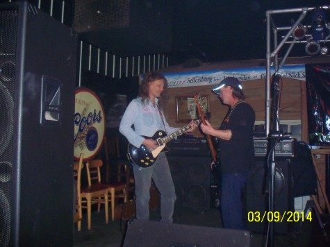 Allan Phelps and Rich Hinchman performing with Country Bourne at Down River in Sellersburg.