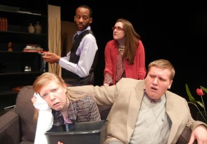 From top left: Erwin Jacob, Jenna Lenore Ryan, Deanna Collins and Sean Turley in the IUS Theatre Department’s production of “God of Carnage.”