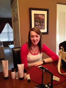 Jessie Clifford, biology freshman  teaches a client about the beauty products she sells. Clifford has been a Mary Kay independant consultant since December 2013.