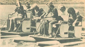 This paddleboat team seems a little confused during the annual Regatta Sunday. Pilots and crew are (from left) Tami Shireman, Mike La Grange, Cullen Kennedy, Beth Frankouski, Lee Fisher and Randy Waiz. The picture is from the 1978-79 The Student newspaper. The annual event was started in the 1972-1973 school year.