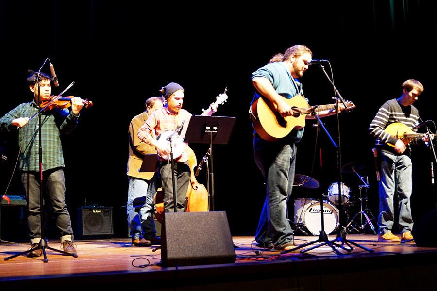 Carolina Pines, the bluegrass band in Sound Together, performs during Fallstock in Stem Concert Hall.