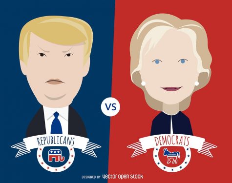 Creative Commons illustration featuring Donald Trump and Hillary Clinton.