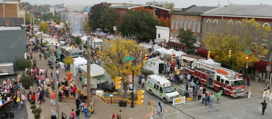 An aerial view of the Harvest Homecoming Festival.