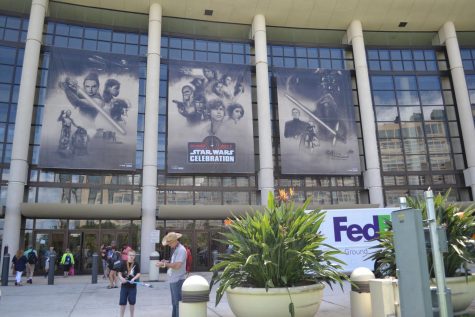 Banners hung outside the West Concourse of the Orange County Convention Center for Star Wars Celebration. 