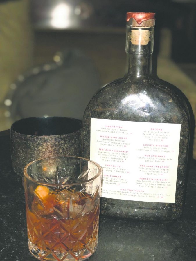 An old-fashioned served at Pin + Proof.