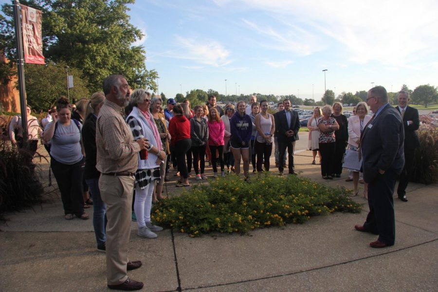 IUS students and faculty gathered at McCullough Plaza at 8:45 a.m. on Tuesday to remember the attacks on Sept 11, 17 years ago.