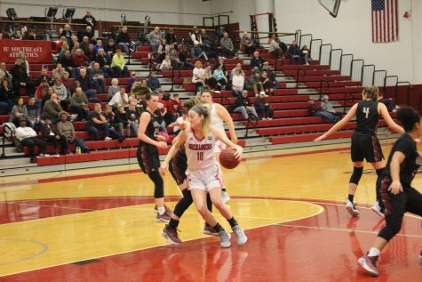 Senior Josie Hockman tries to get around her defender in the second half against IU East