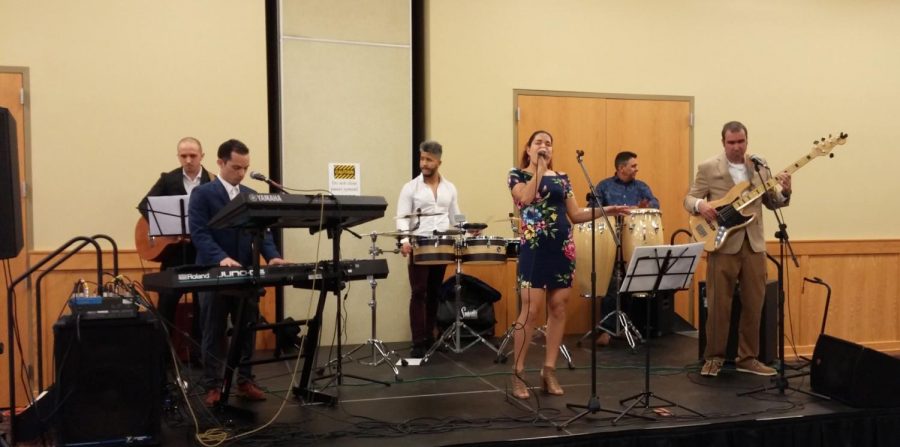 The Spanish language band A-Corde performs during the Latinx Leadership Conference lunch break in the Hoosier room.