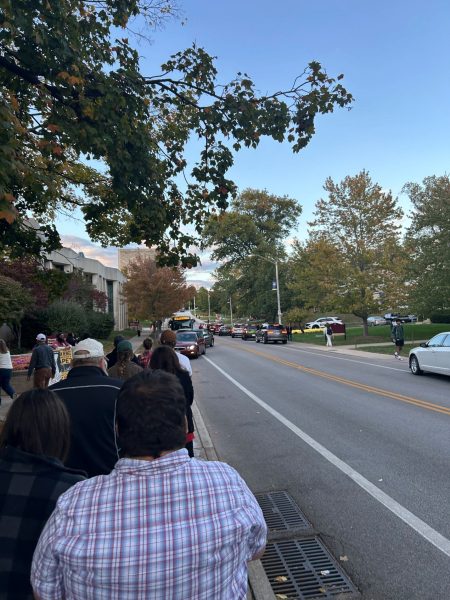  Over 3,000 people lined up to attend the Turning Point USA event held on Indiana University Bloomington Campus on Oct. 21, 2025.
