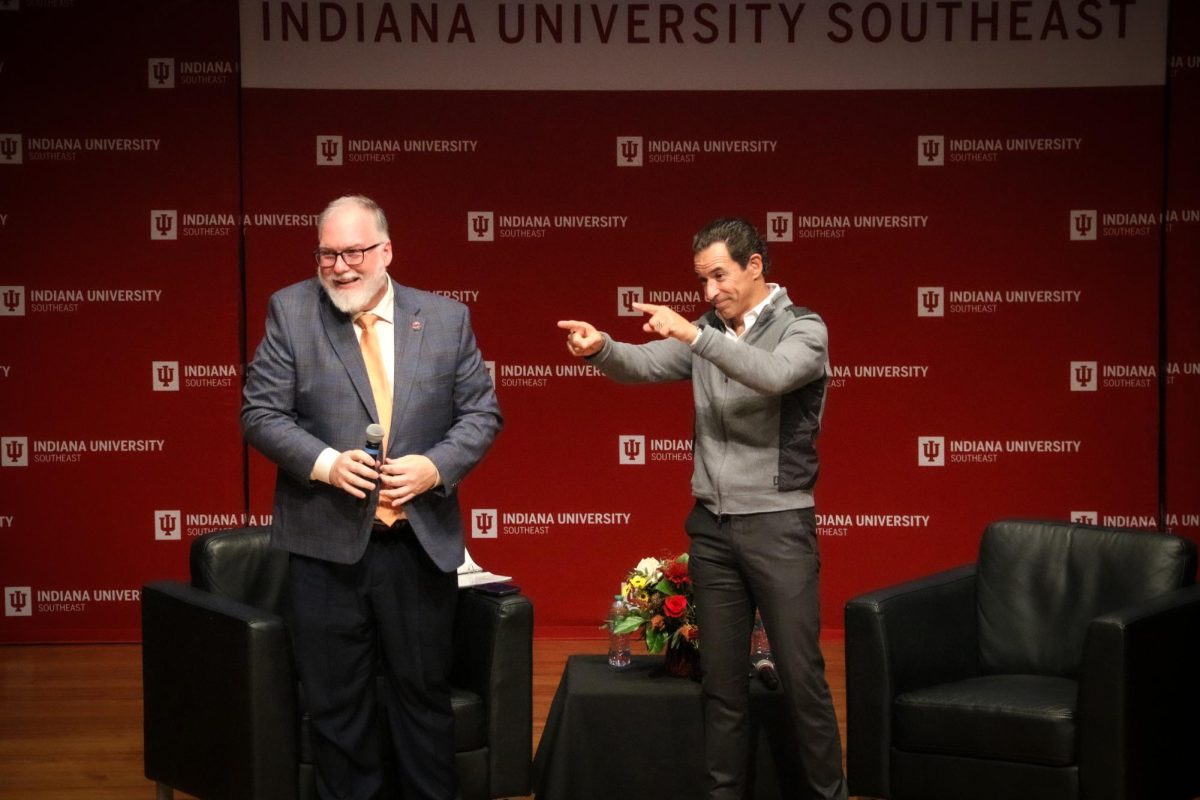 Dean Hutchinson and Helio Castroneves at the Sanders Speak Series event, help Wednesday Oct. 9th in the Ogle Center.
